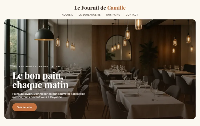 Exemple de site boulangerie créé avec 1clic