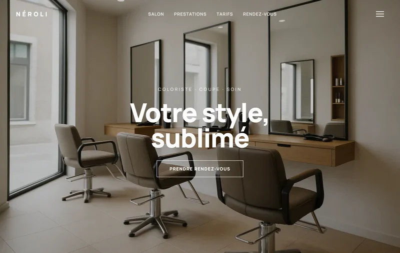 Exemple de site salon de coiffure créé avec 1clic