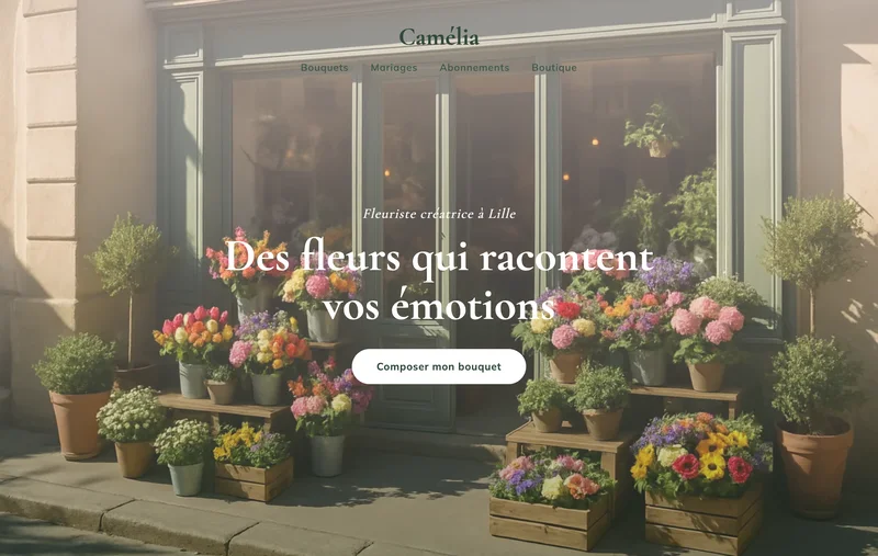 Exemple de site fleuriste créé avec 1clic