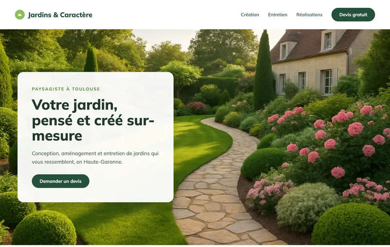 Exemple de site paysagiste créé avec 1clic