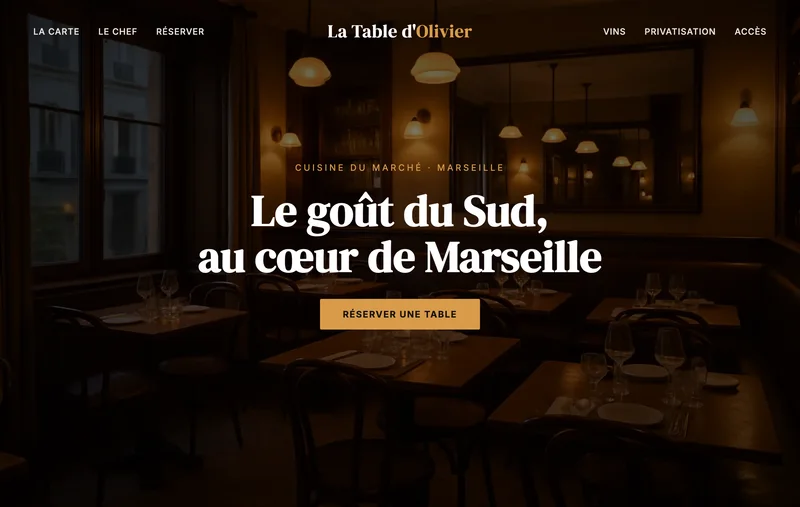 Exemple de site restaurant créé avec 1clic